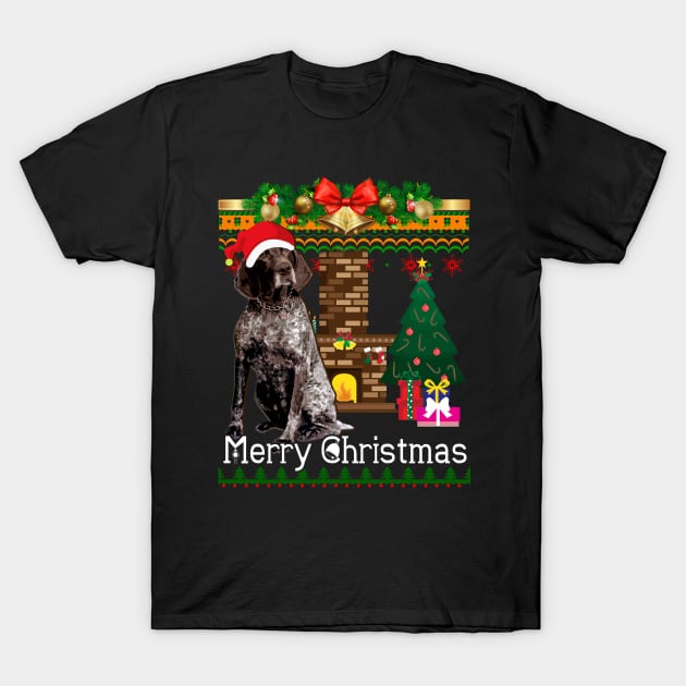 Ugly Christmas Sweater German Shorthaired Pointer T-Shirt by LaurieAndrew